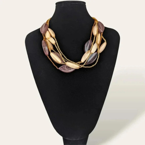 (2/$20) Beaded 6-Strand Oval Necklace - Picture 2 of 5